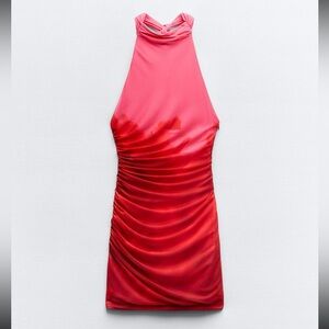 Zara • Red/Pink Printed Tulle Dress